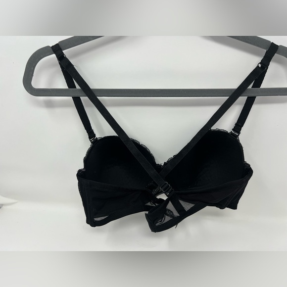 Adore Me Black Lace Polka Dot Bow Adjustable Straps Bra 36C - Picture 3 of 13